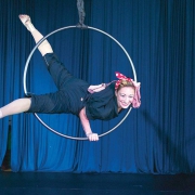 aerial hoop artist performing on stage
